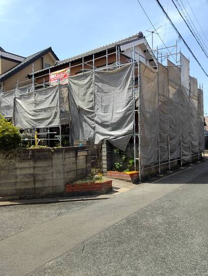 足場掛け終わりました😄