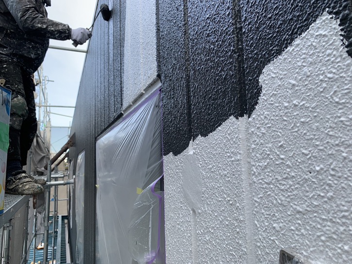 名古屋市南区 大型物件 外壁塗装工事の施工途中経過